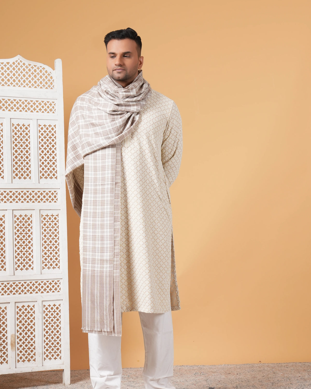 Check Pashmina Men's Shawl