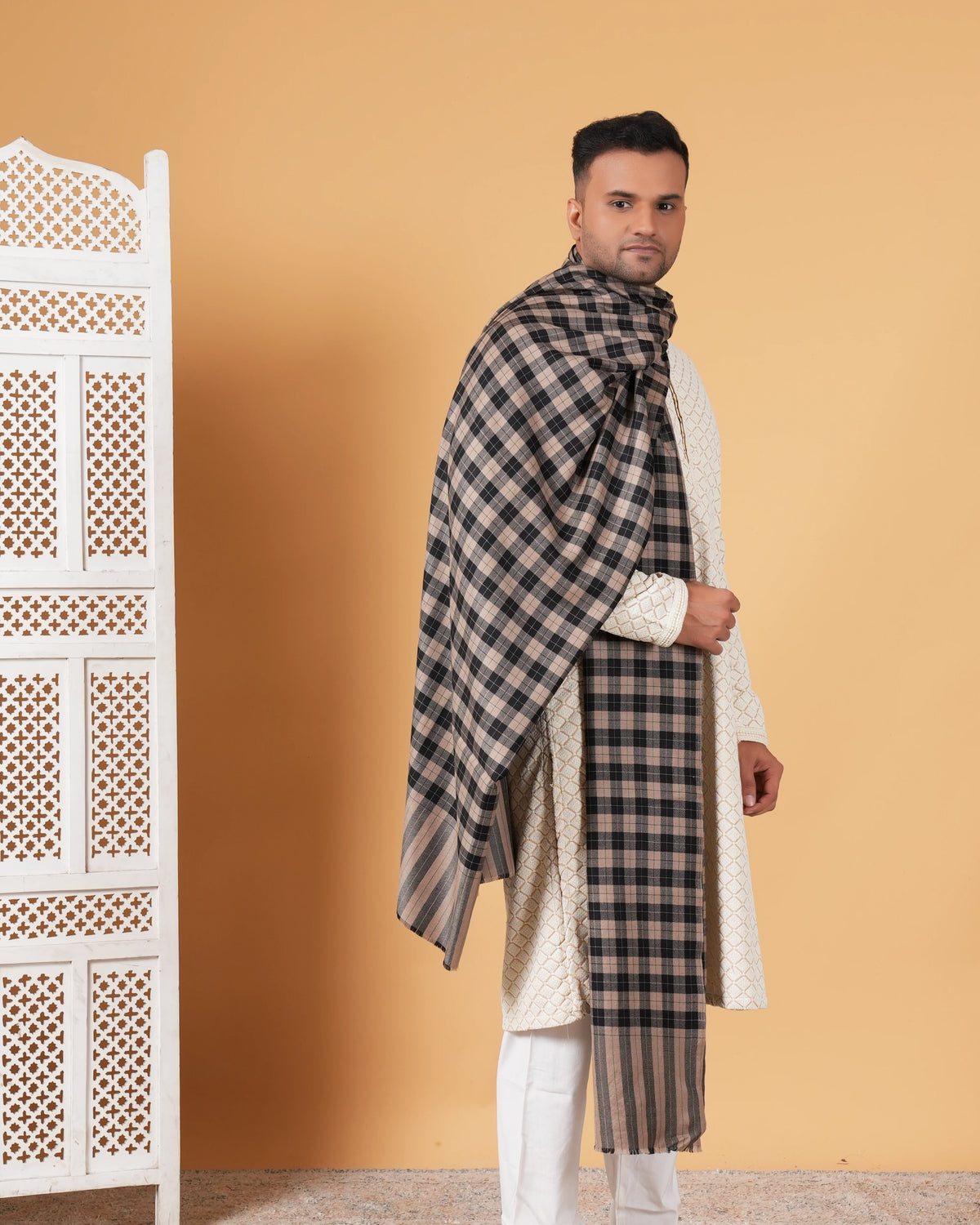 Check Pashmina Men's Shawl