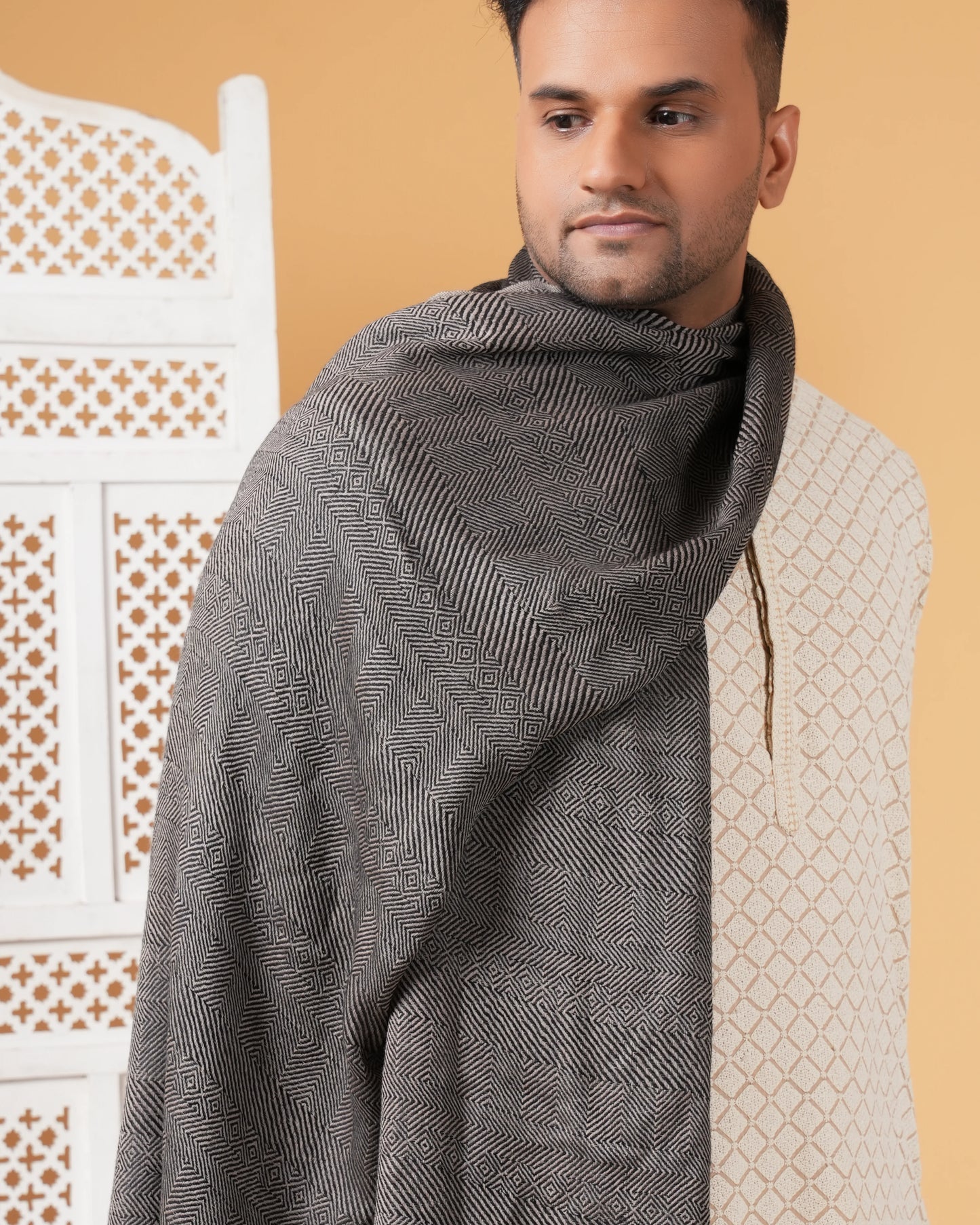 Men's Reversible Ikat Pure Pashmina Muffler