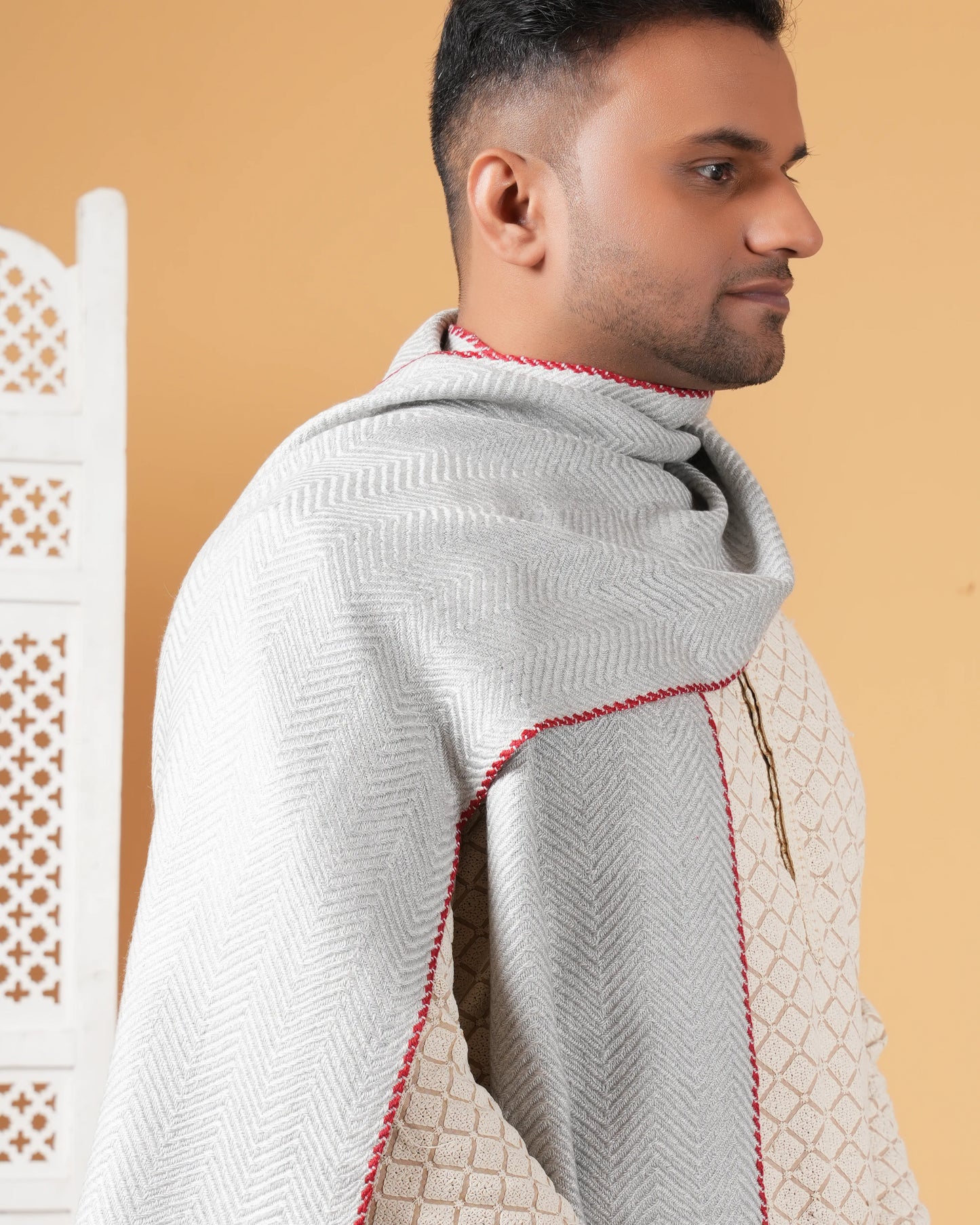 Herringbone Pure Pashmina Muffler