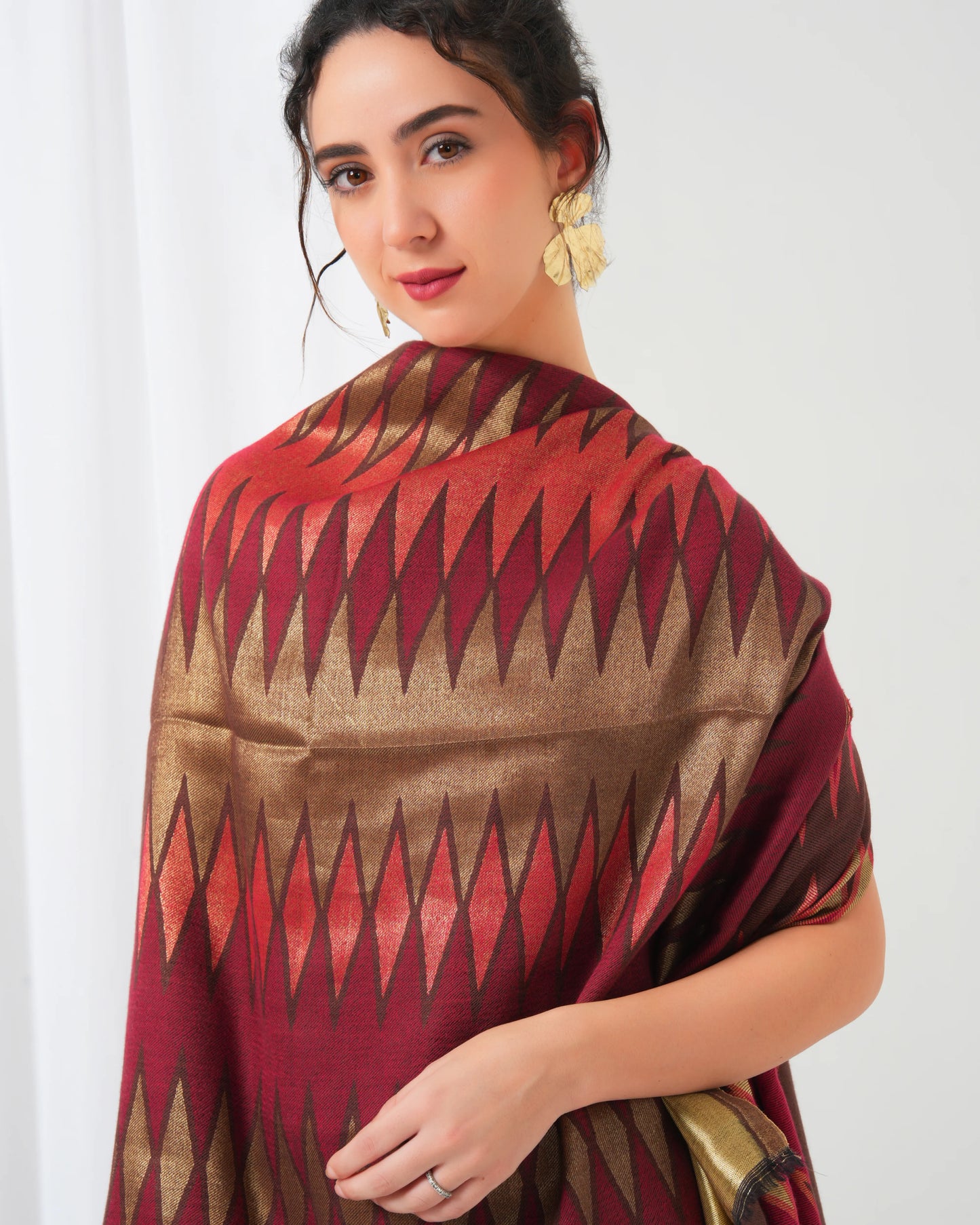 Ikat Zari Woolen Stole