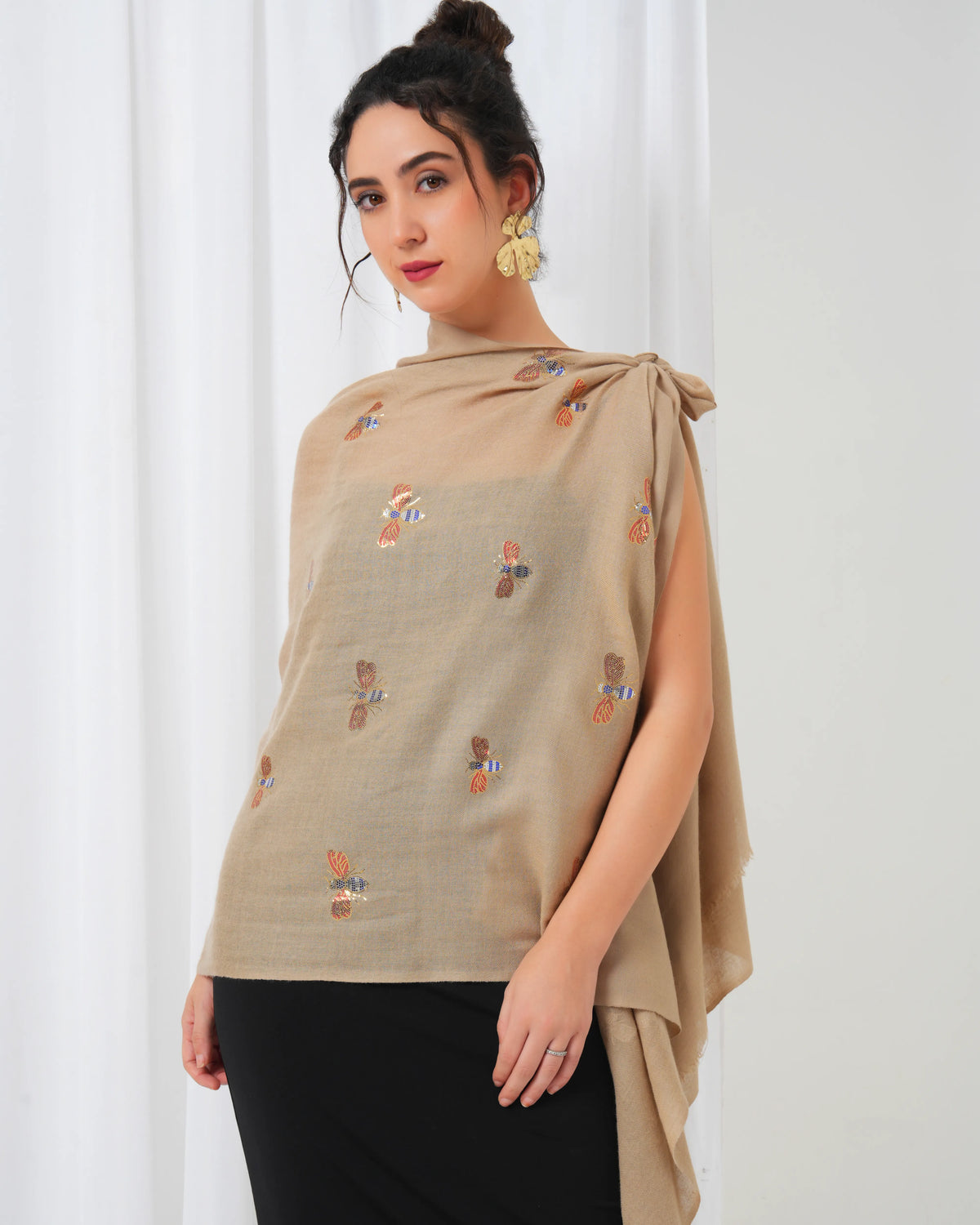 Zari Butterfly Woolen Stole