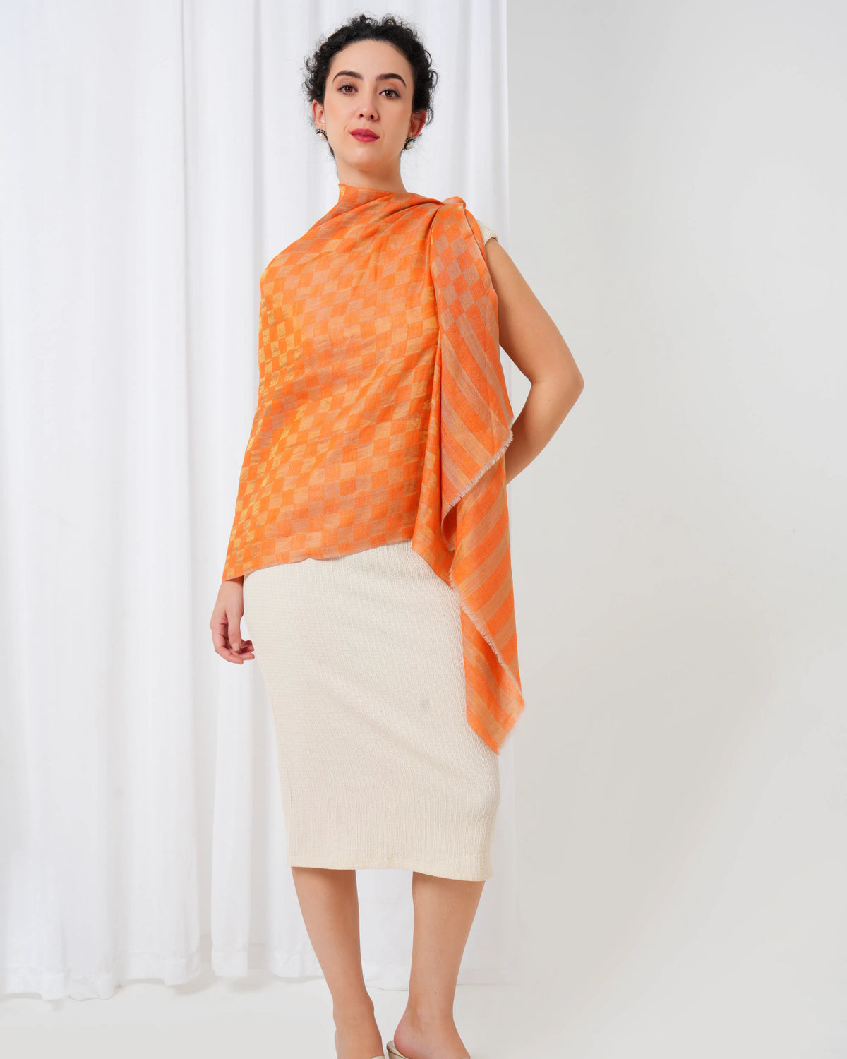 Check Zari Woolen Stole