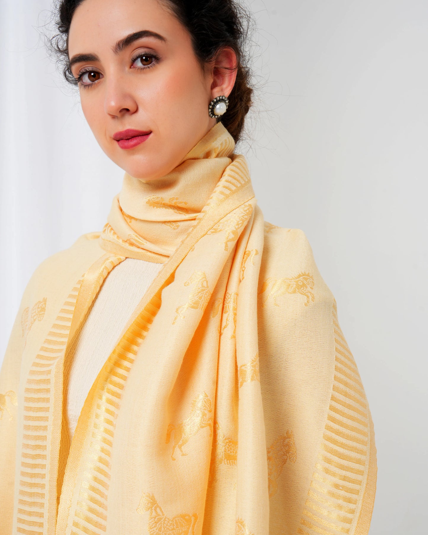 Zari Horse Woolen Stole