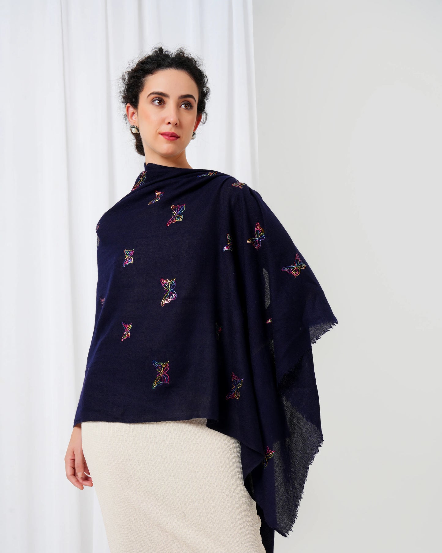 Zari Butterfly Woolen Stole