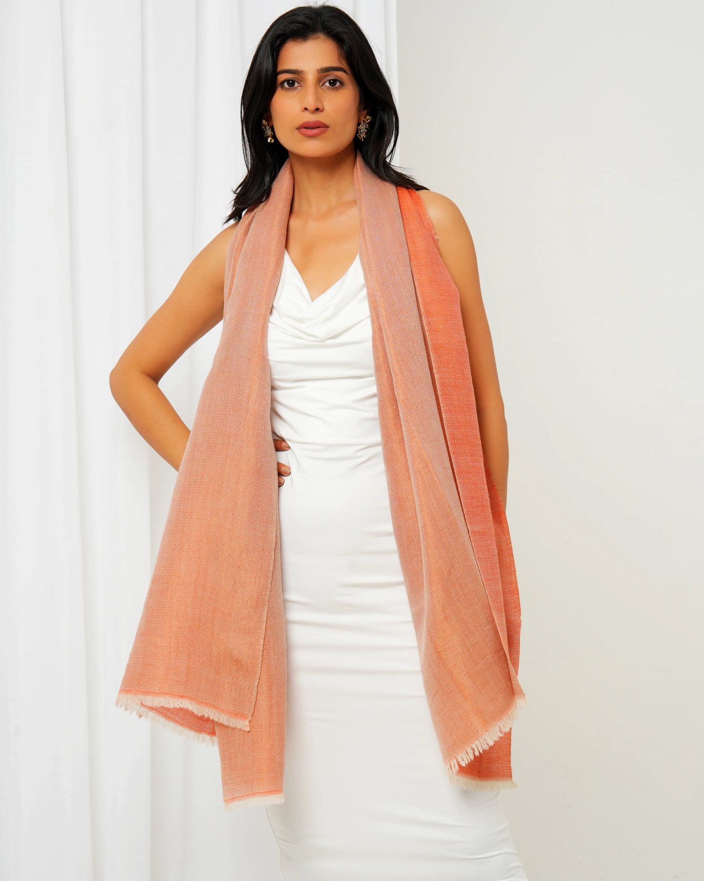 Cashmere stole in orange