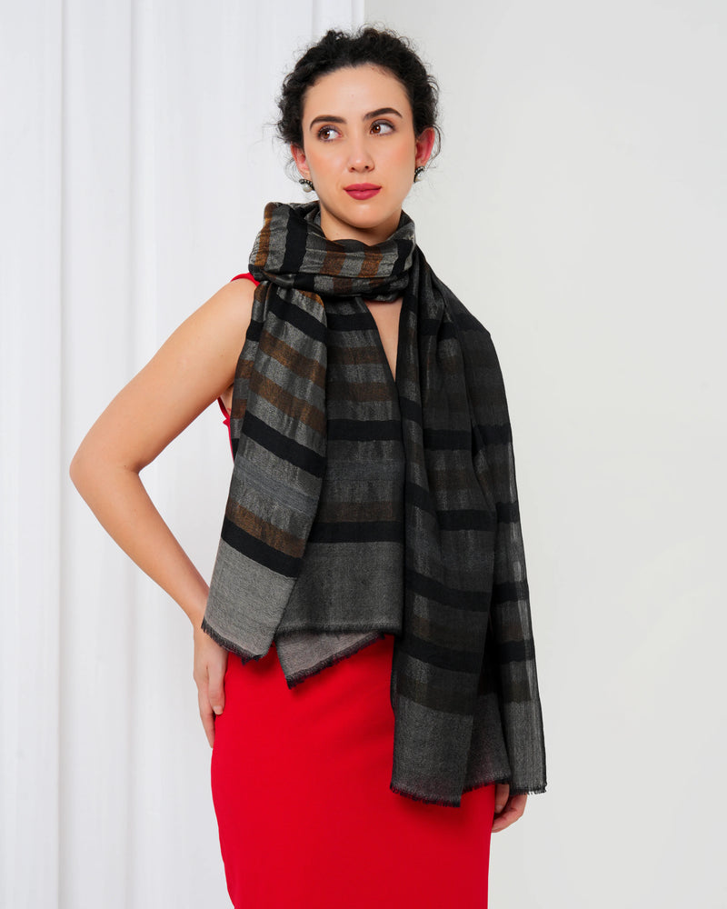 Zari Striped Cashmere Stole