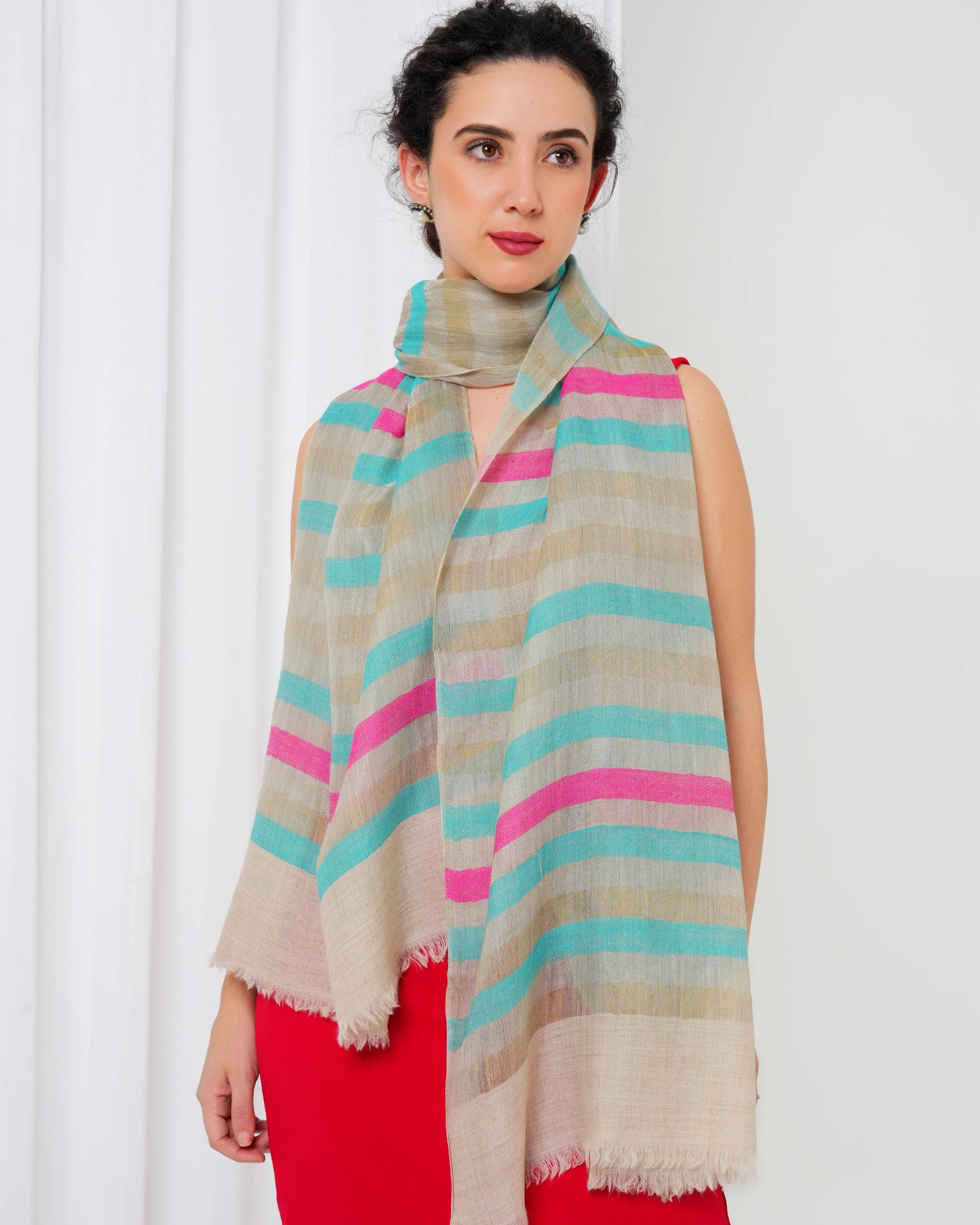Zari Striped Cashmere Stole