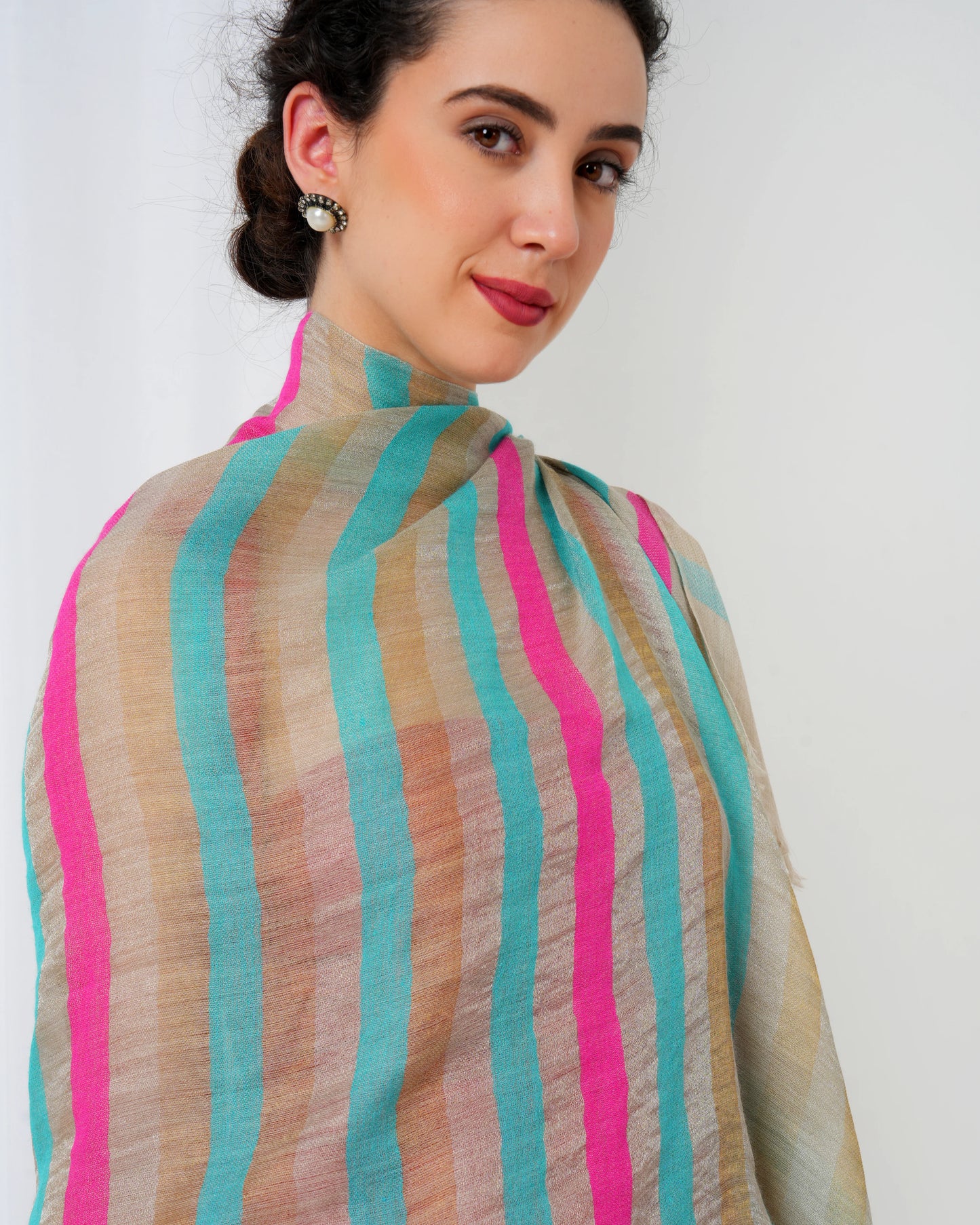 Zari Striped Cashmere Stole