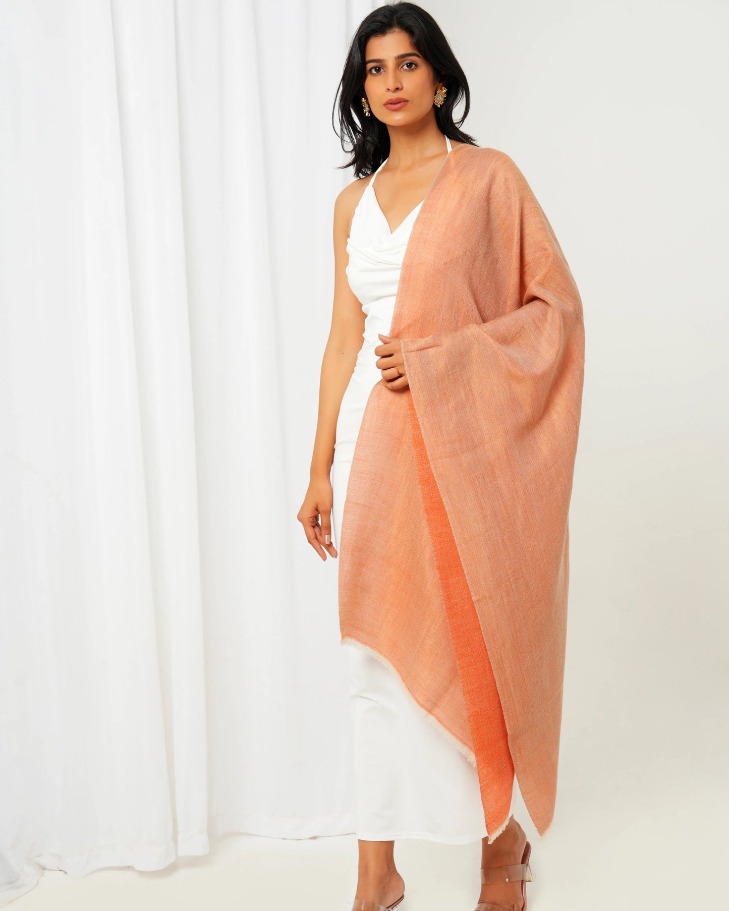 Cashmere stole in orange