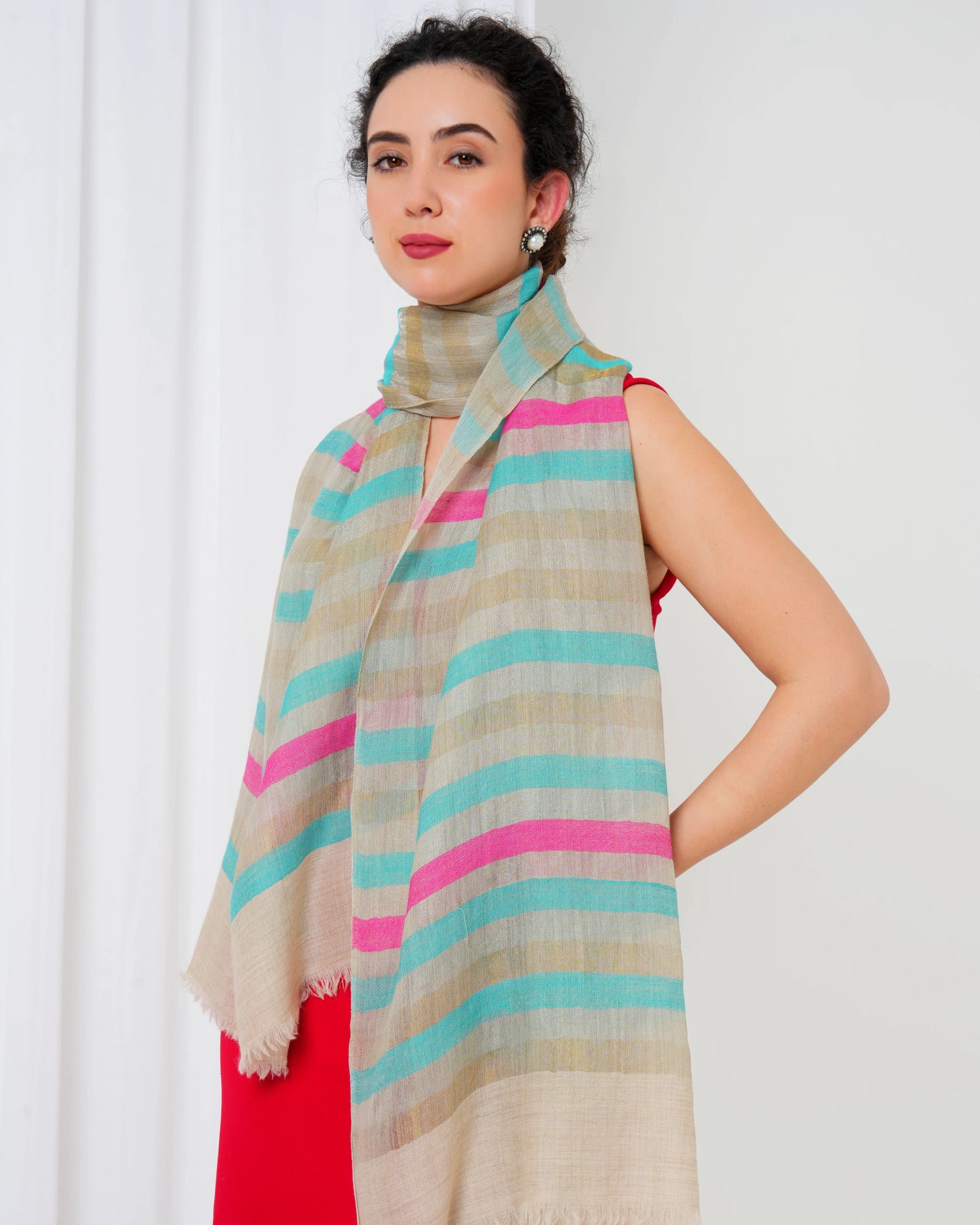 Zari Striped Cashmere Stole