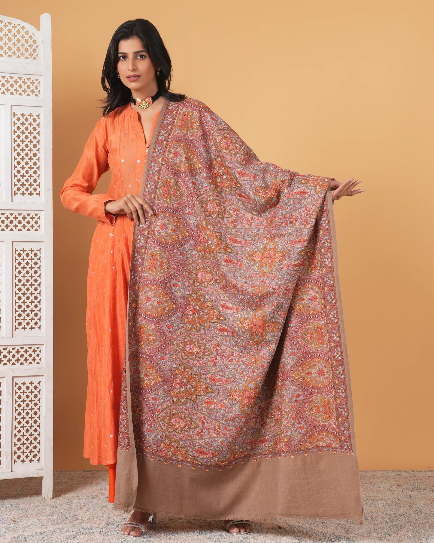 Jama-Embroidered Woolen Shawl