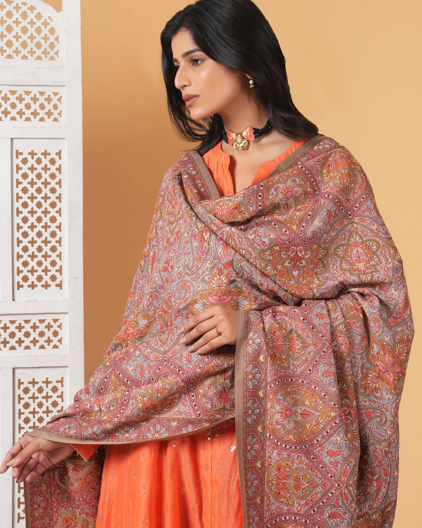 Jama-Embroidered Woolen Shawl