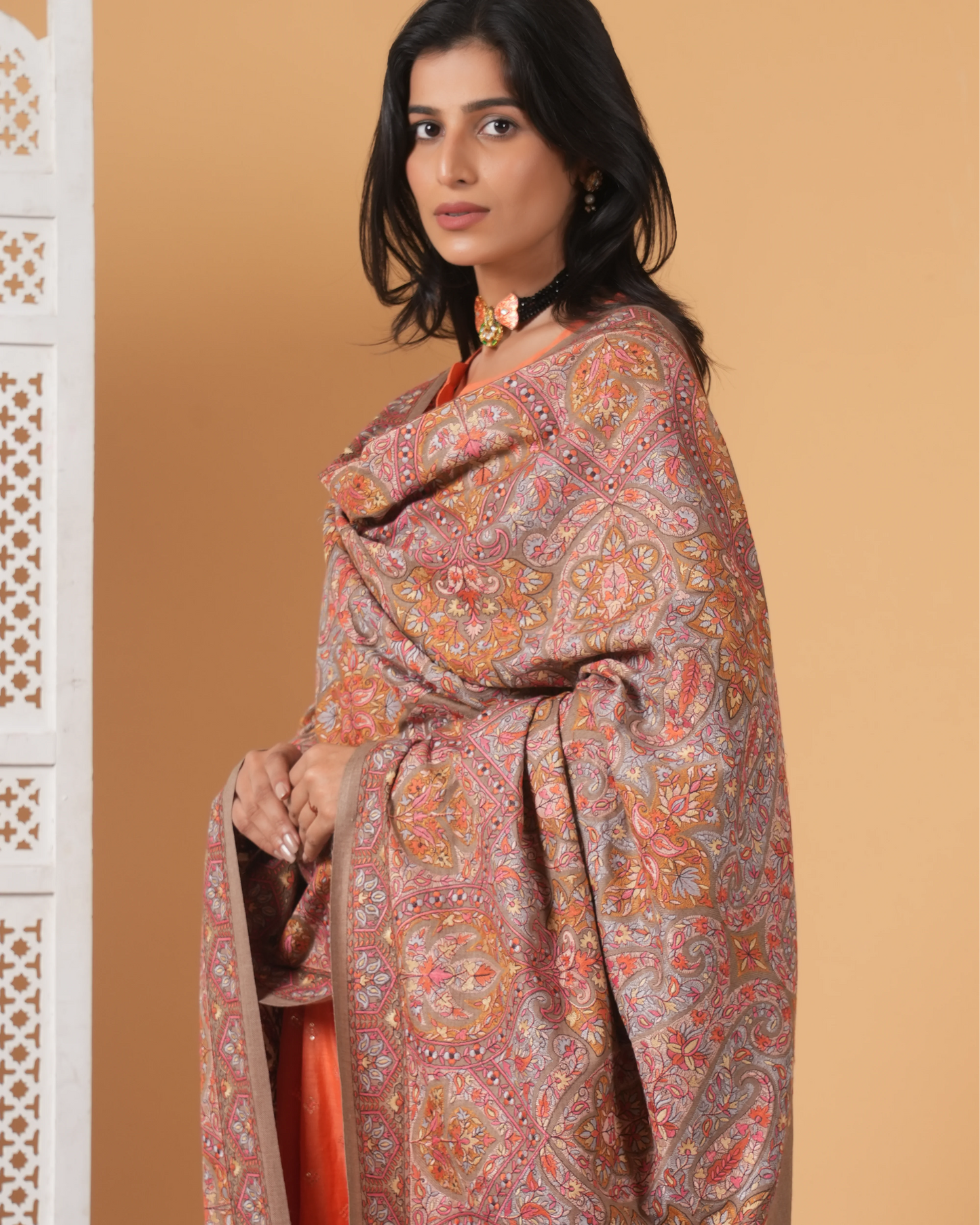 Jama-Embroidered Woolen Shawl