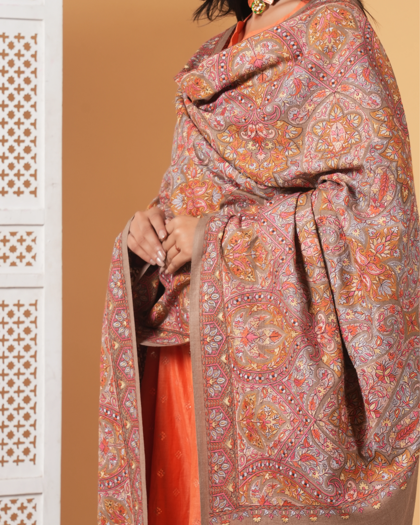 Jama-Embroidered Woolen Shawl