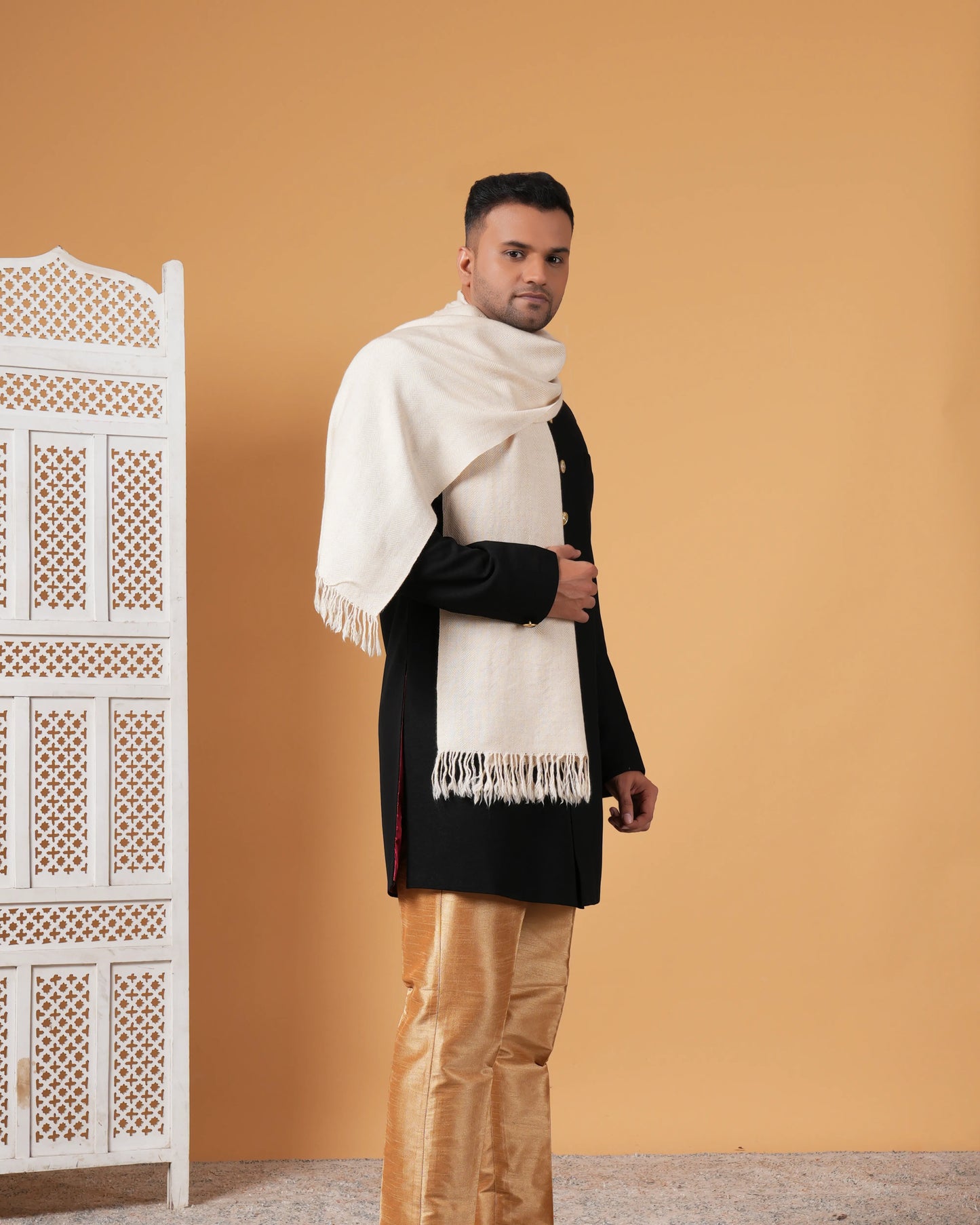 Herringbone Pure Pashmina Muffler