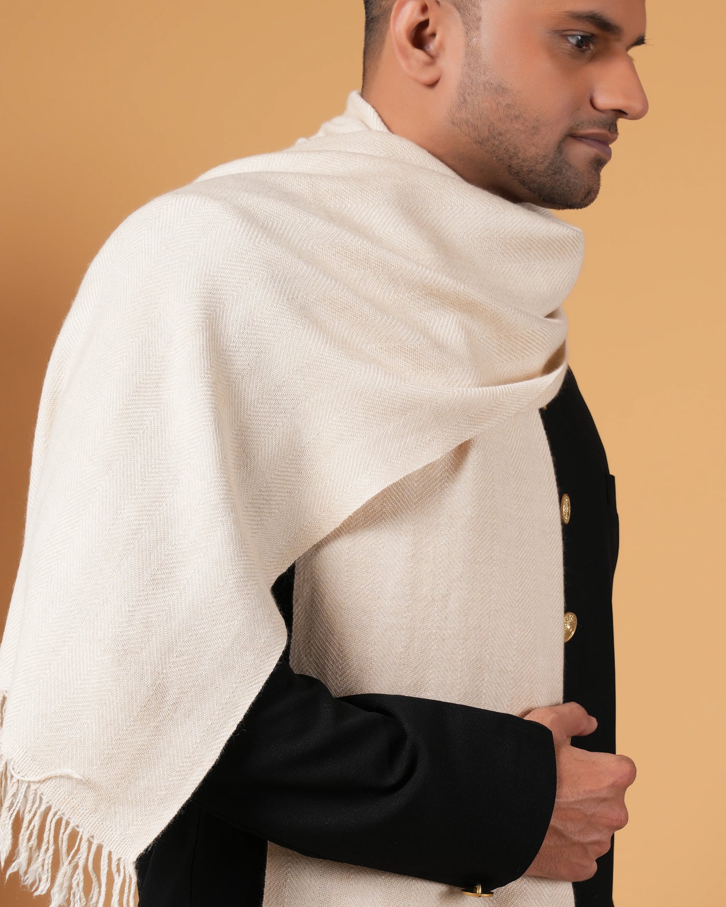 Herringbone Pure Pashmina Muffler