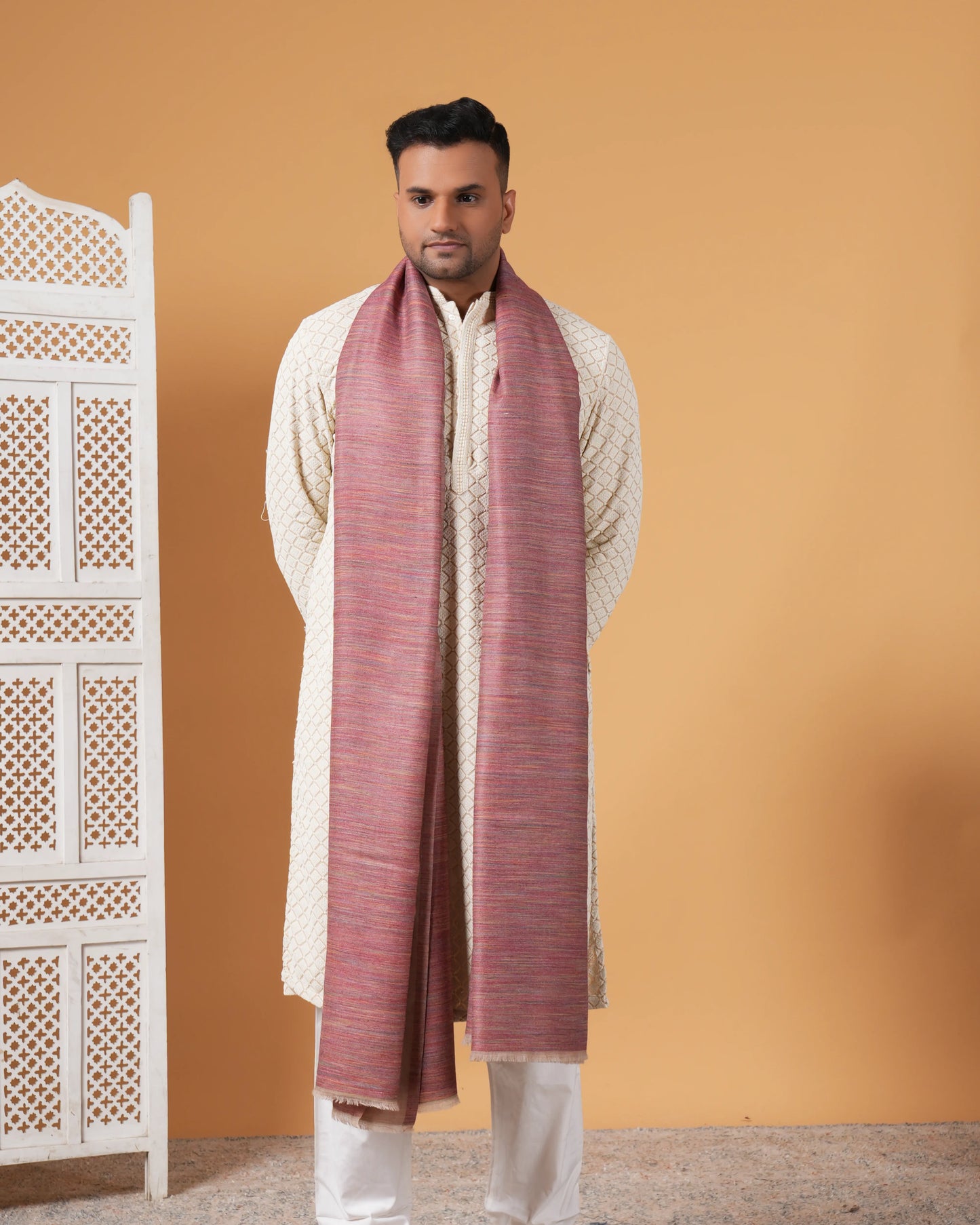 Men's Reversible Space-Dyed Merino Wool Shawl 
