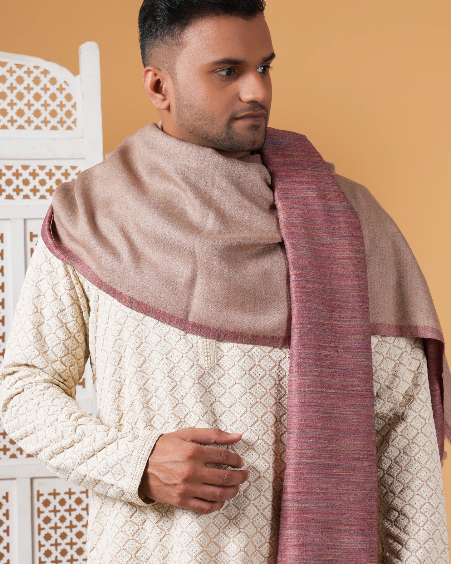 Men's Reversible Space-Dyed Merino Wool Shawl 
