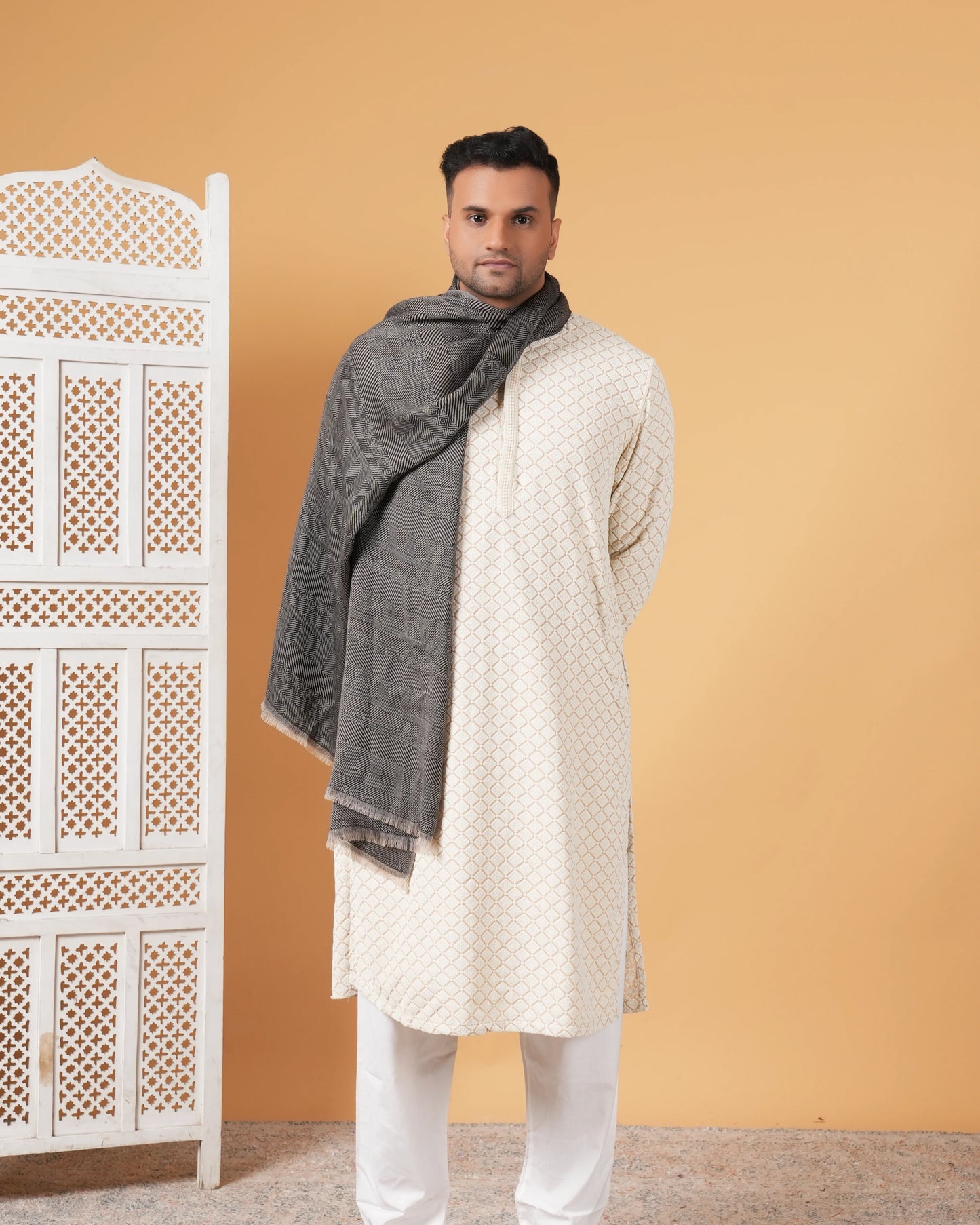 Men's Reversible Ikat Pure Pashmina Muffler