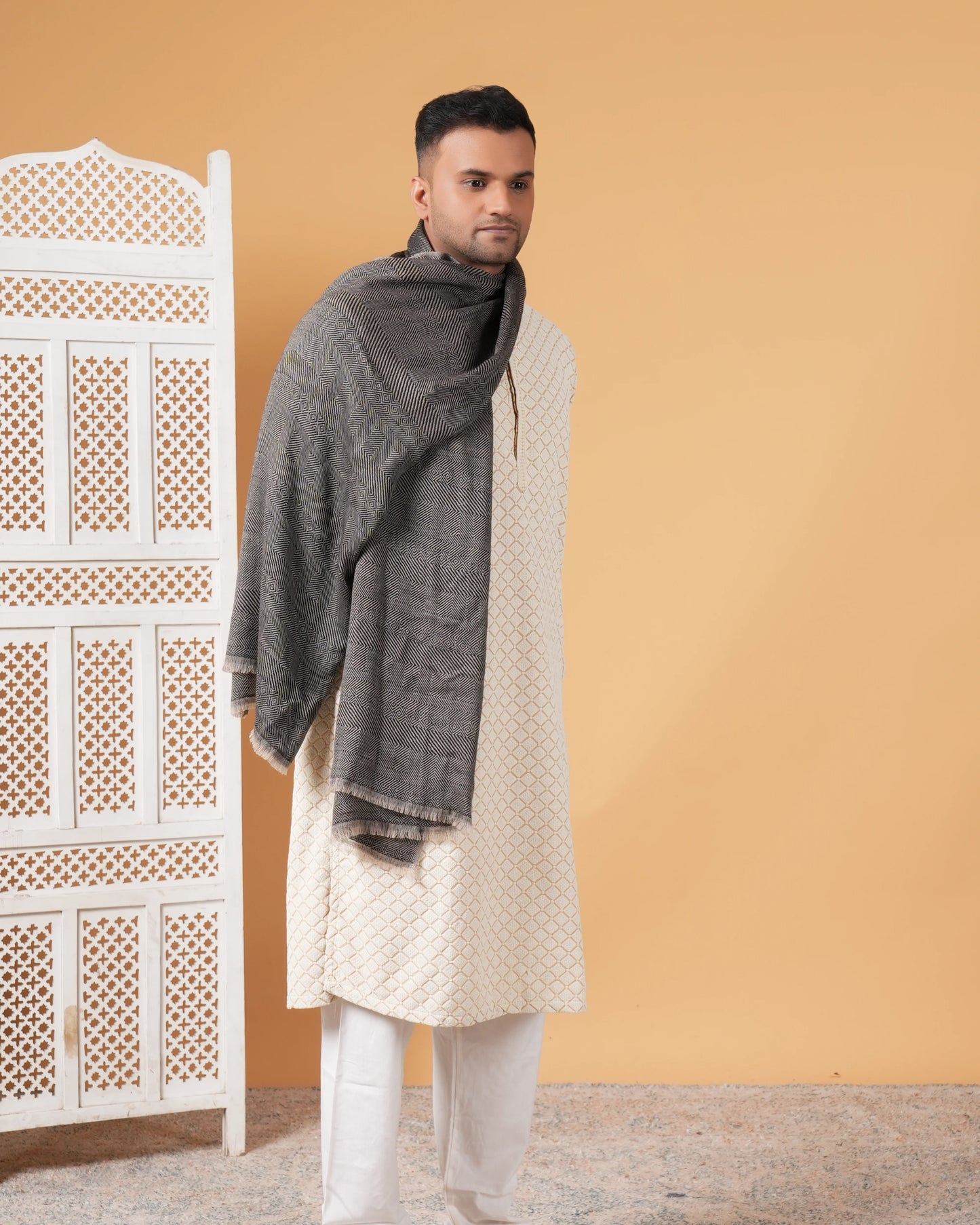 Men's Reversible Ikat Pure Pashmina Muffler