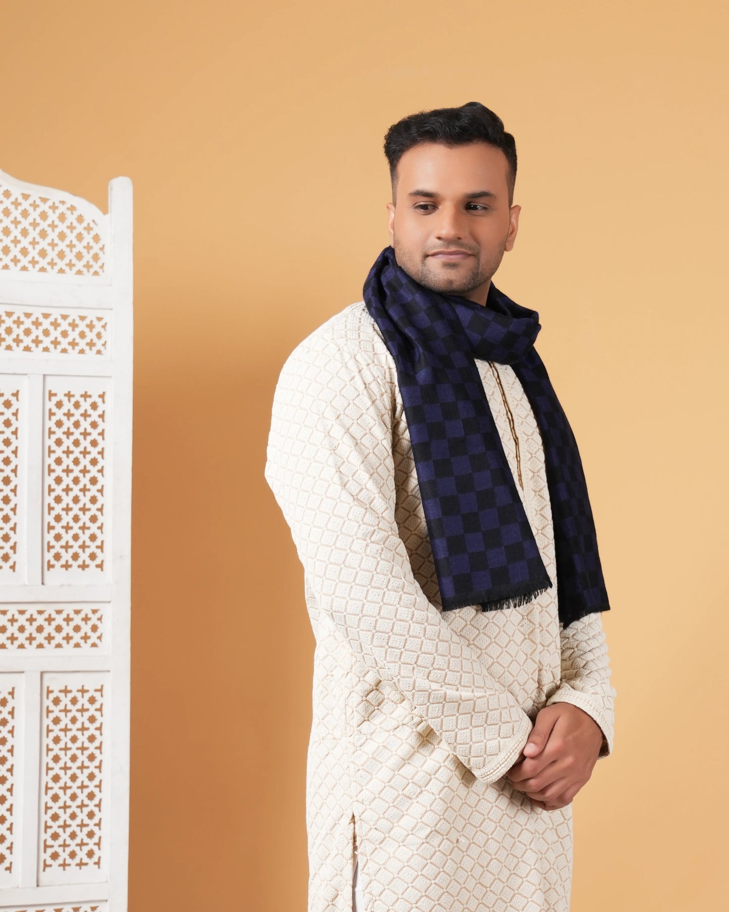 Checked Pure Pashmina Muffler