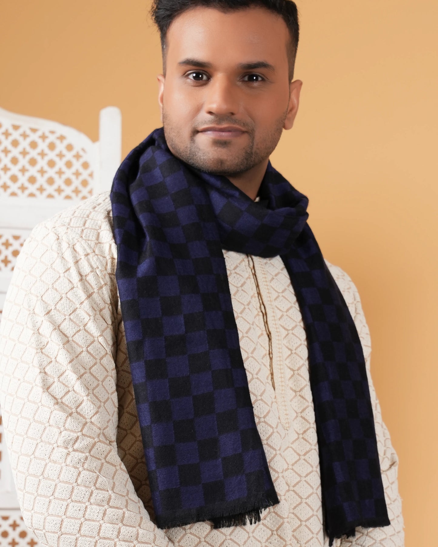 Checked Pure Pashmina Muffler