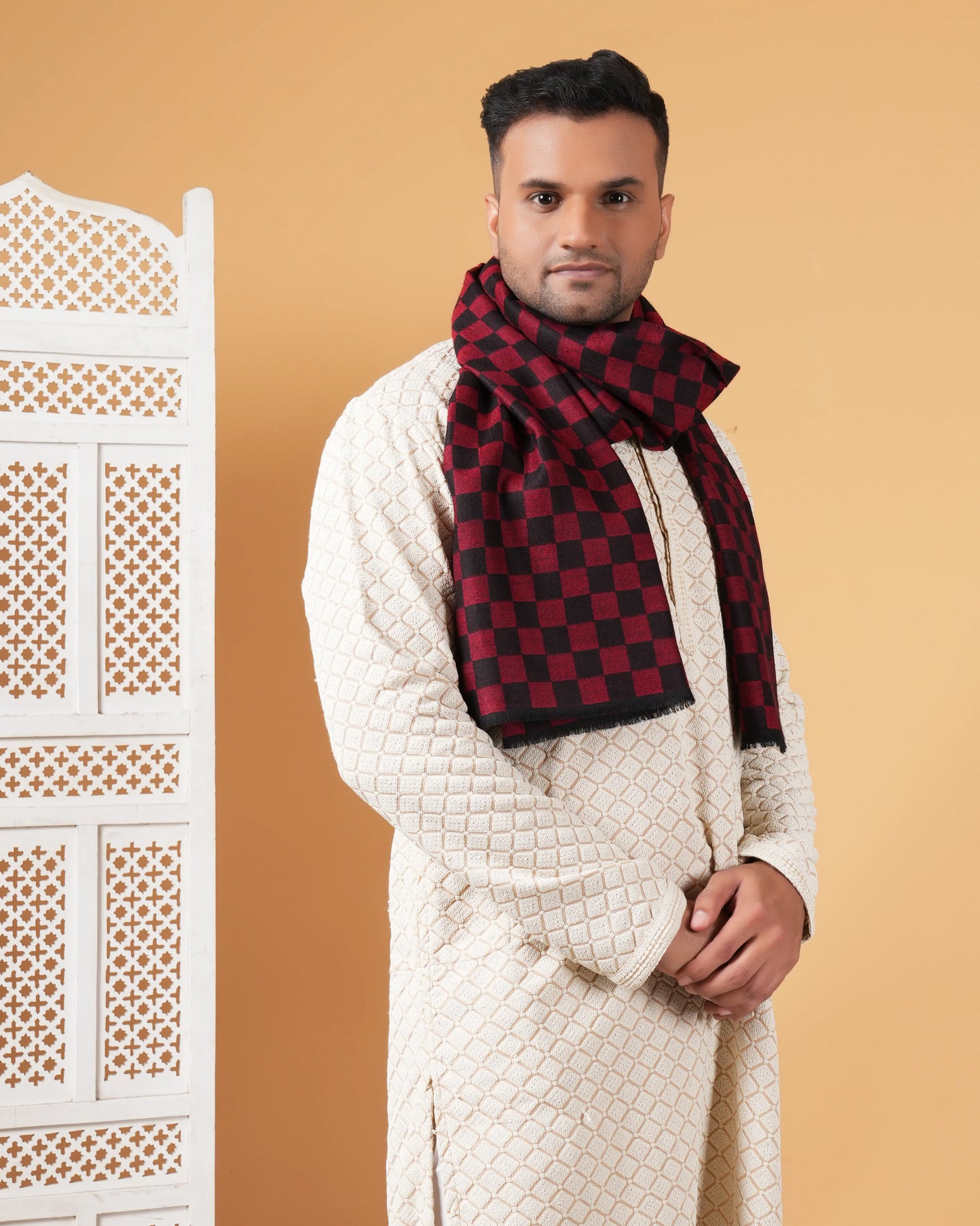 Checked Pure Pashmina Muffler
