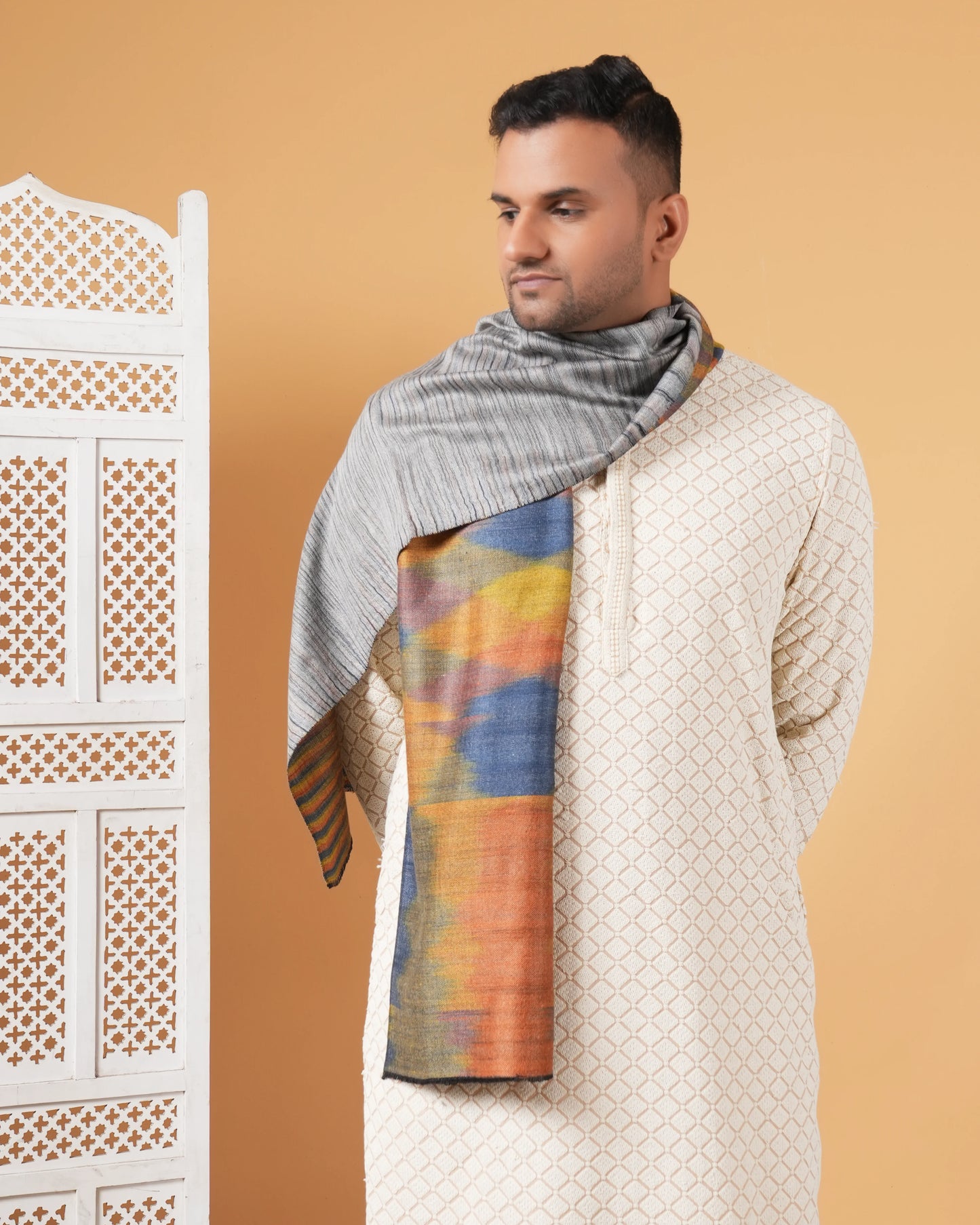 Ikat Reversible Pure Pashmina Muffler