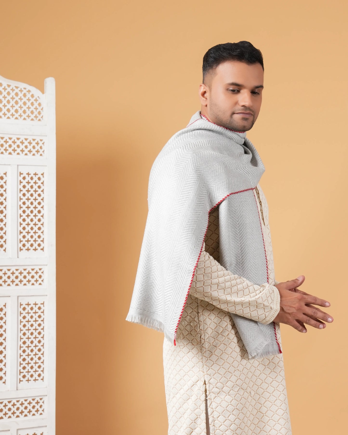 Herringbone Pure Pashmina Muffler