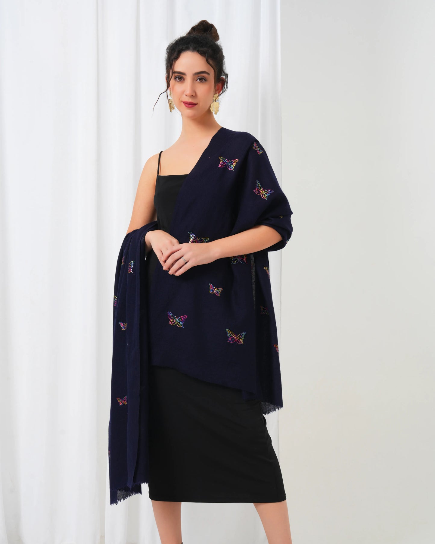 Zari Butterfly Woolen Stole