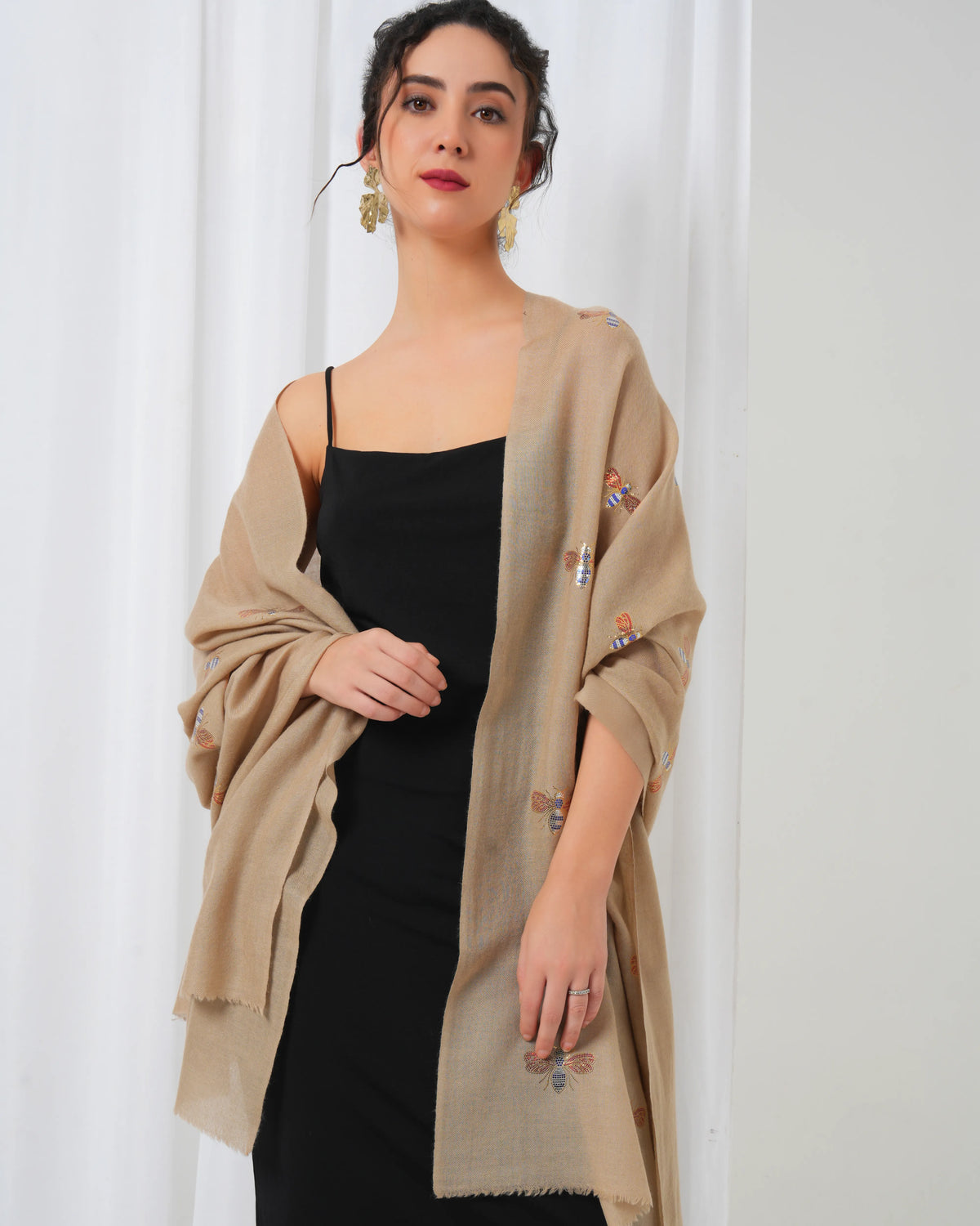 Zari Butterfly Woolen Stole