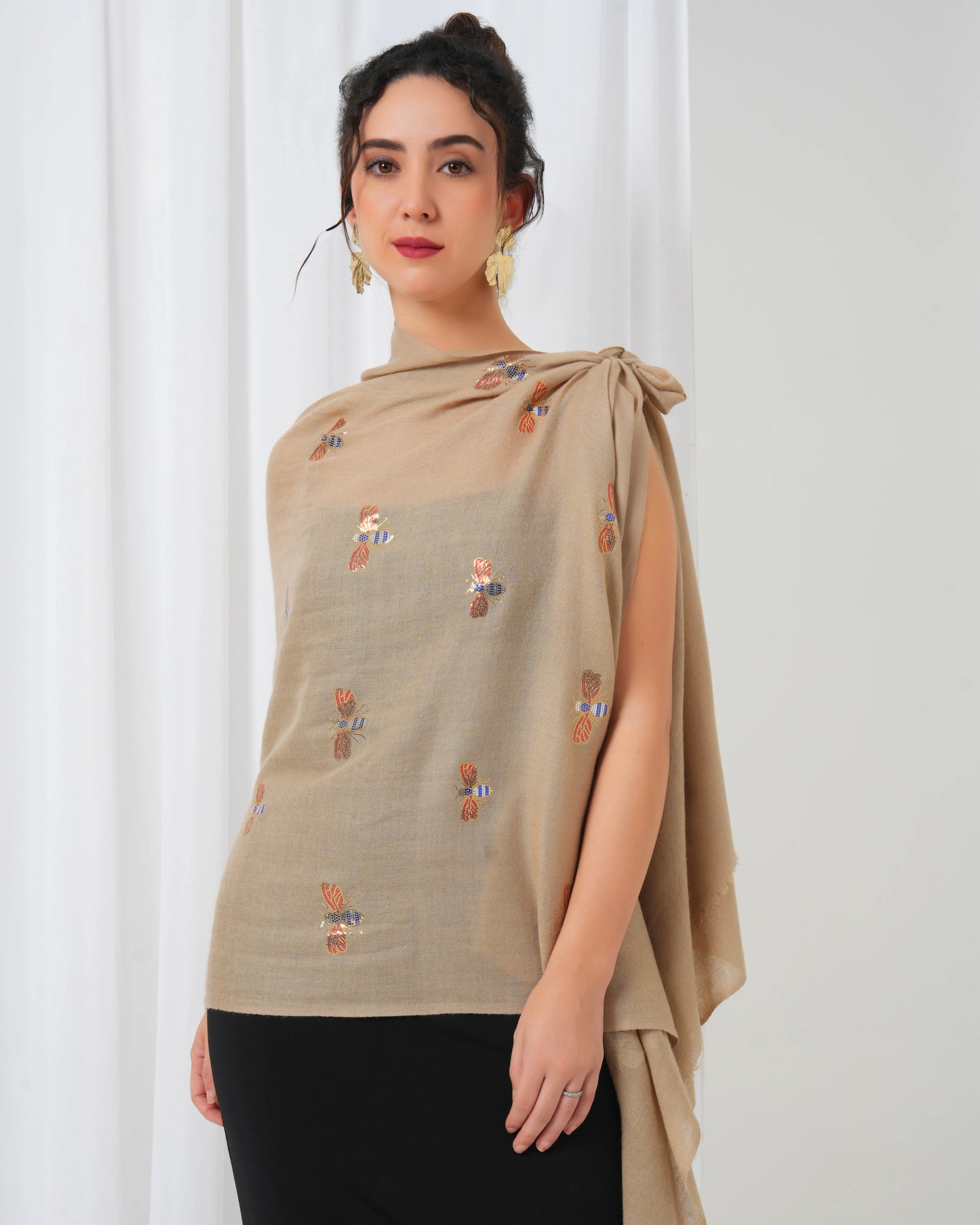 Zari Butterfly Woolen Stole