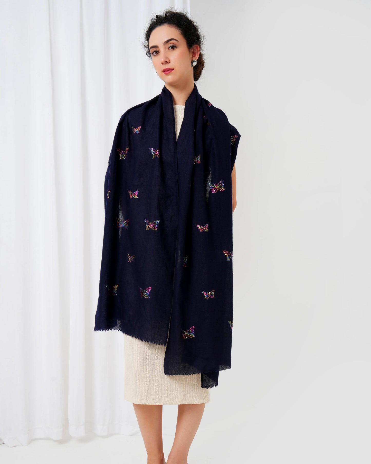 Zari Butterfly Woolen Stole