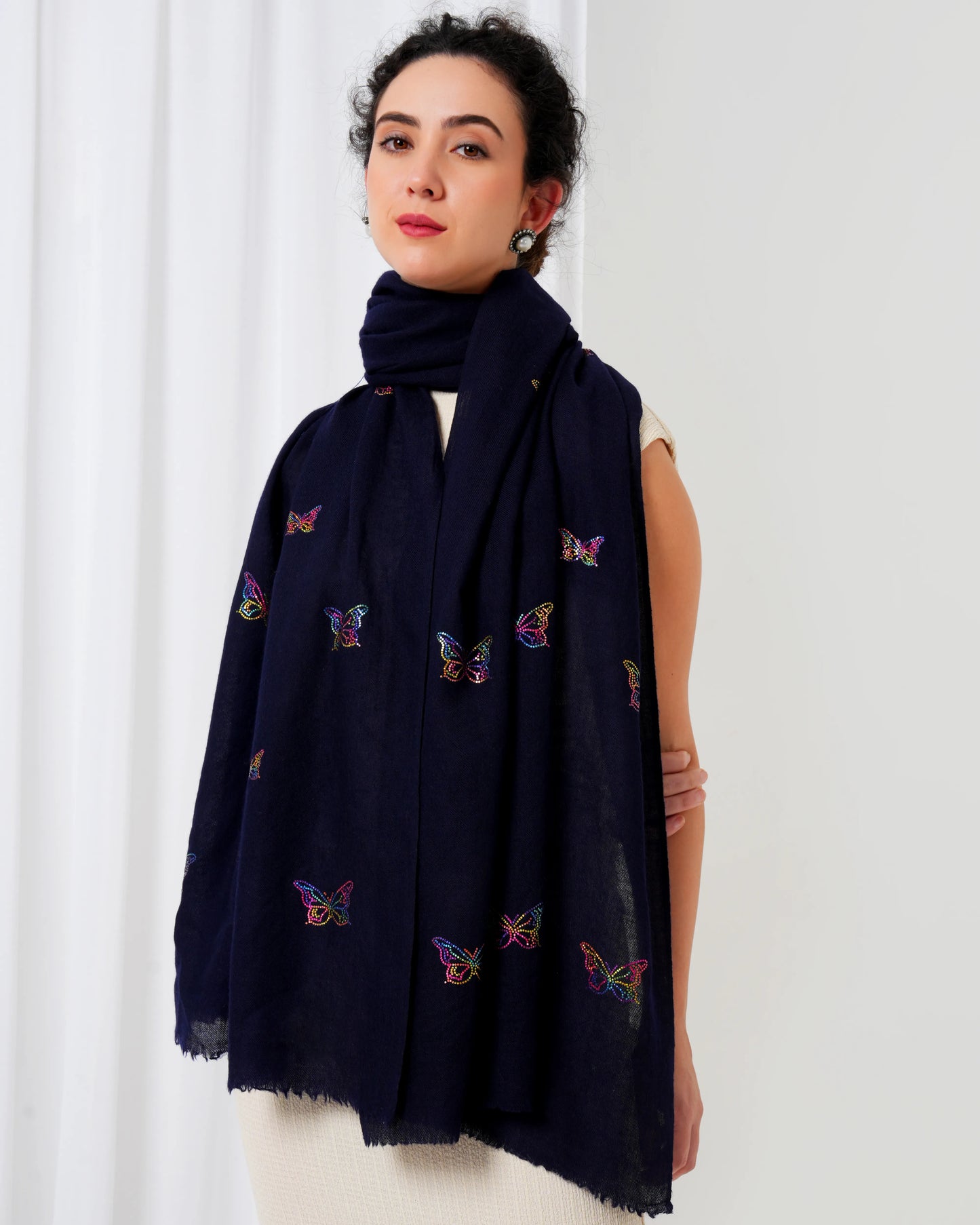 Zari Butterfly Woolen Stole